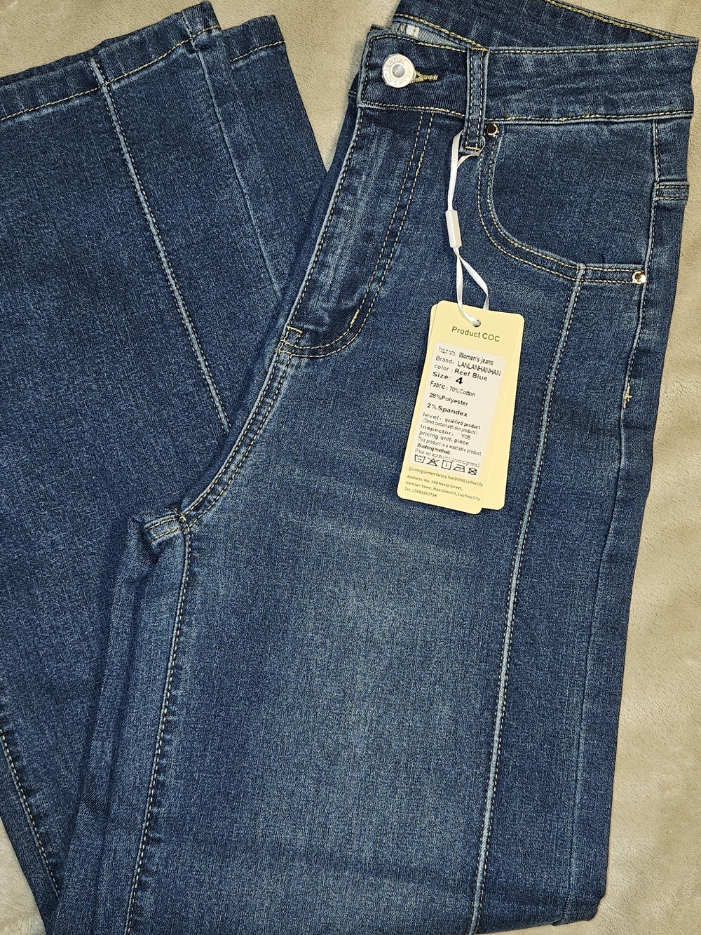 Classic Mid Blue Denim Jeans with Front Seam Detail
